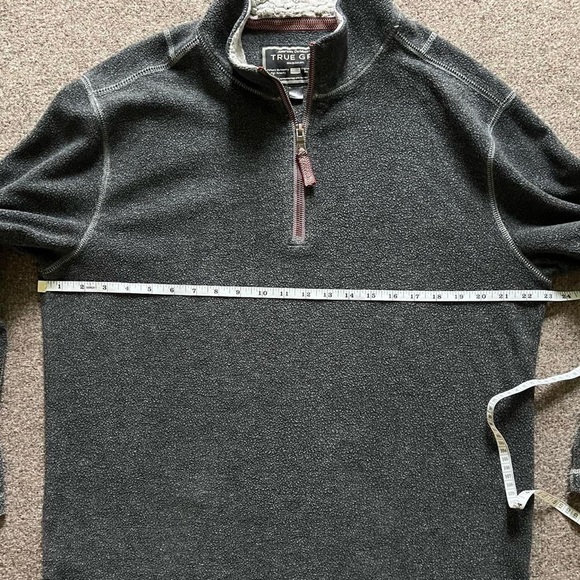 True Grit American Outdoor Co Grey Fleece 1/4 Zip Pullover Sweater Men’s Large - Picture 9 of 12